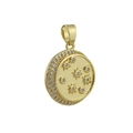 Detailed view of a gold celestial pendant with moon crescents and zircon star engravings - Star Moon Bohemian Style (13)