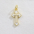 Colgante de cruz de trébol chapado en oro de 18k con esmalte blanco para joyas DIY - Blanco (01)