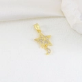 Pendente stella e luna placcato oro con intarsio di zirconi scintillanti - Stile Strass Completo Stella Mezzaluna Oro (21)