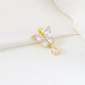 Exquisite gold butterfly pendant with sparkling marquise and pear shaped cubic zirconia - EU 26