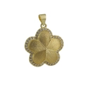 Detailed view of a gold flower pendant with radial textures and micro-set cubic zirconia - Five-Petal Flower Radial Style (08)