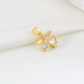 Exquisite gold-plated butterfly bow and double heart pendant with clear zircon stones - EU 29