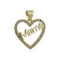 Ciondolo a cuore dorato con scritta Mama e cristalli scintillanti per regalo mamma - Cuore Mama Scritta (12)