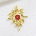 Golden Turkish Evil Eye charm pendant with red sequin inlay for DIY necklaces - Red Glitter Streamlined Style (03)