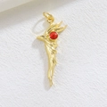 Detailed macro of golden winged evil eye pendant with vibrant red center piece - Red Eyeball Claw Style (07)