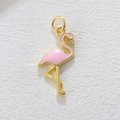 Ciondolo fenicottero in smalto rosa e metallo dorato per gioielli fai da te - Stile Fenicottero Rosa (I)