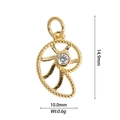 Macro detail of gold sea snail charm with 14.9mm height and 10.0mm width measurement - Spiral Conch
