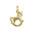 Detail of gold rocking horse pendant with 925 stamp and small zircon star inlay - Rocking Horse Star Rhinestone Style (09)