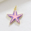 Minimalist gold starfish pendant with purple and pink enamel for DIY jewelry making - Purple Pink Starfish