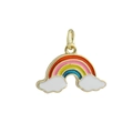 Detalle del colgante arcoíris bañado en oro de 18k con esmalte de colores y nubes blancas - Colgante Nubes Arcoíris Multicolor