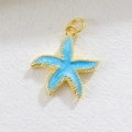 Mini gold starfish pendant with sky blue glitter enamel for DIY jewelry making - Sky Blue Starfish