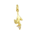 Detailed view of a gold cat pendant holding a heart-shaped zircon on a white background - Cat Grabbing Heart Style (02)