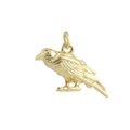 Detalle del colgante de pájaro bañado en oro de 18k con texturas de plumas finas - Colgante Pájaro Pluma Dorado