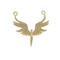 Macro detail of gold-plated wing charm with micro-pave pink cubic zirconia inlay - Pink Pave Wing Style (12)