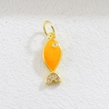 Detailed view of fish charm with orange enamel finish and sparkling cubic zirconia stones - Orange Fish
