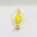Detailed close-up of a fish-shaped charm in yellow enamel with sparkling zircon stones - Yellow Small Fish