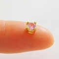 Macro shot of micro pink cubic zirconia stud with four-prong gold plated setting - Pink Round Rhinestone-Gold (02)