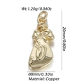 Golden bow-knot money bag pendant in polished copper featuring a D-shaped engraving - Lucky Bag Letter D Gold Style (18)