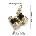 Gold plated copper binoculars pendant with black enamel details for DIY jewelry making - Binoculars Black Style (19)