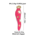 Chili-Anhänger aus Kupfer in Pink mit weißen Sternen, Größe 28x7mm für Schmuck - Rosa Chili (20)