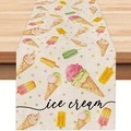Runner da tavolo in lino con motivi gelato per decorazioni estive stile casa colonica - Stile Gelato
