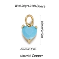 Pendentif cœur bleu avec base en cuivre doré et mesures de 10mm de hauteur - Pendentif Cœur Bleu Ciel-Or (23)