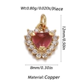 Pendentif cœur en cuivre avec cristal rouge et pavé de diamants, taille 12 mm - Pendentif Halo Cœur Rouge Strass-Or (25)