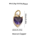 Pendentif cœur en zircon violet et cuivre doré pour la création de bijoux DIY - Pendentif Cœur Violet-Or (28)