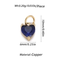 Pendentif cœur en cristal bleu avec monture en cuivre doré de 10 mm de hauteur - Pendentif Cœur Bleu Foncé-Or (30)
