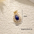 Lapis blue teardrop pendant with gold plating and cubic zirconia inlay for jewelry DIY - Kyanite Water Drop Pendant