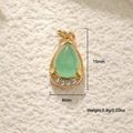 Light green gemstone teardrop pendant with gold setting and white zircon accents - Jade Water Drop Pendant