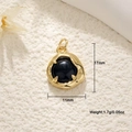 Irregular brass gold pendant with black onyx stone inlay for necklaces 17x11mm - Black Agate Irregular Round Pendant