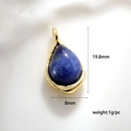 Deep blue teardrop gemstone pendant with gold-plated base and dimensions 19.8x8mm - Lapis Lazuli Pendant
