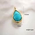 Turquoise teardrop pendant with gold plating and natural stone texture, 14.3mm height - Turquoise Pendant