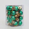 Détail de boules de Noël vertes de 2cm avec capuchons dorés en boîte transparente - 2cm 24 Pièces/Paquet / Vert
