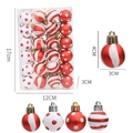 Set di palline di Natale rosse e bianche con motivi a righe e pois in scatola da 12cm - Stile a Pois e Strisce Dipinto / 3cm