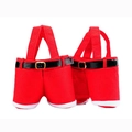 Juego de dos bolsas de regalo navideñas con forma de pantalón de Papá Noel y cinturón negro - Tamaño Pequeño (24cm*17cm)