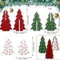 Lot de sapins de Noël 3D en bois rouges, verts et blancs avec motifs à pois colorés - Ensemble à Pois
