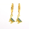 Creative 18k gold plated shopping cart earrings with vibrant multicolor rhinestones - Multicolor Shopping Cart