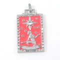 Detailed macro view of S925 sterling silver tarot pendant with red enamel and star emblem - The Star Style (02)