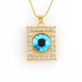 18k gold plated evil eye pendant necklace with micro-pave cubic zirconia accents - Classic Blue Eye (01)