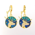 Elegant gold reindeer head hoop earrings with starry sky enamel and zircon crystals - Starry Sky Deer Style (ES0183-02)