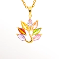 Exquisite golden peacock pendant necklace featuring seven colorful marquise-cut zircons - Colorful Peacock (05)