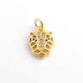 Fashion 18k gold plated leopard head pendant with micro-pave zircons and green gem eyes - Hollow Geometric Leopard Style (01)