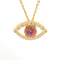 Golden Evil Eye necklace featuring a vibrant iridescent gemstone and sparkling zircons - Rainbow Evil Eye (08)
