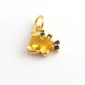 Colgante pez de cobre chapado en oro 18k con gema amarilla e incrustaciones azules - Pequeño Pez Amarillo (03)