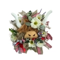 Dettaglio ghirlanda mucca Highland con testa di peluche, margherite e nastri rustici - Ghirlanda Mucca delle Highland / 40*40cm