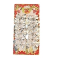 Lot de 12 nœuds de Noël argentés scintillants sur carte rouge pour sapin et cadeaux - 12 Pcs - Argent