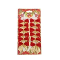 Lot de 12 nœuds de Noël rouges et dorés sur carte pour décoration de sapin - 12 Pcs - Mélange Rouge et Or