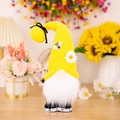 Plush bee gnome ornament featuring a yellow textured hat with daisy and bee details - Yellow Standing Bee Gnome